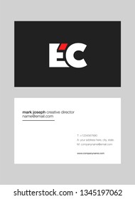 E C letters Joint logo icon with business card vector template.