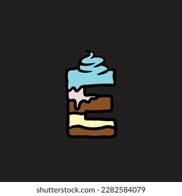 e del alfabeto y número del vector de la torta