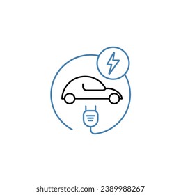 E car concept line icon. Simple element illustration.E car concept outline symbol design.