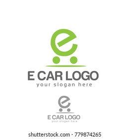 E car logo. E letter logo vector. Flat logo design.