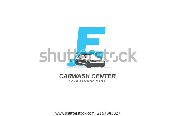 E Car wash logo design inspiration. Vector letter
template design for brand.