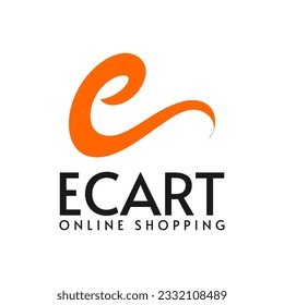 e cart logo template , letter e in the shape of cart for online shopping website and business