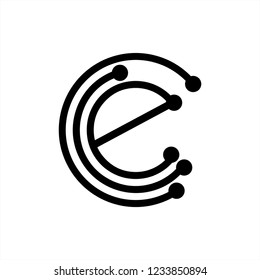 e, ce, cce initials digital data network shape for technology and industrial company logo