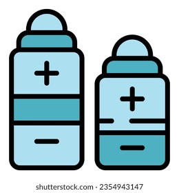 E cig battery icon outline vector. Vape cigarette. Smoke bottle color flat