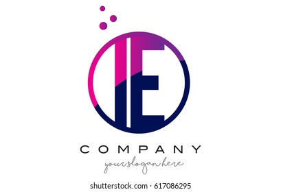 IE I E Circle Letter Logo Design with Purple Magenta Dots Bubbles Vector Illustration
