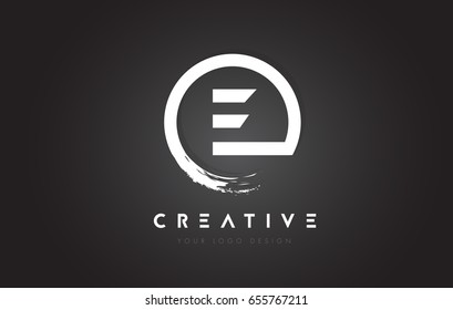 E Circular Letter Logo with Circle Brush Design and Black Background.