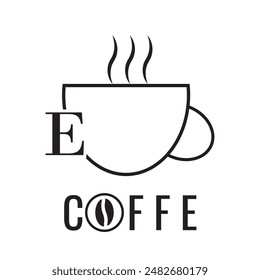 E COFFE LATER LOGO OF BLACK AND WHITE VERSION