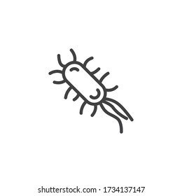 E. Coli Bacteria Infection line Symbol. Linearzeichen für mobiles Konzept und Webdesign. Escherichia coli Umrandungssymbol Symbol, Logo-Abbildung. Vektorgrafik