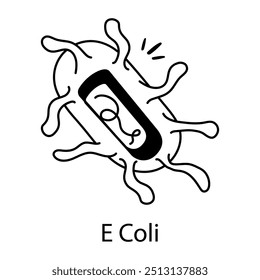 Ein e-coli-Symbol im skizzenhaften Stil 