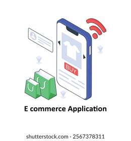 E commerce Application isometric Colored illustration. EPS File stock illustration