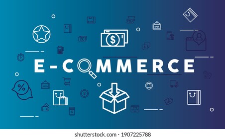 E commerce background, icon illustration, banner