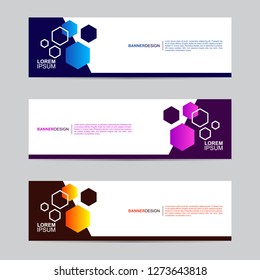 E commerce banner collection with modern style, gradient color, horizontal business banner template with geometric shapes, business background with blue, orange and purple color,vector illustration.