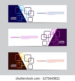 E commerce banner collection with modern style, gradient color, horizontal business banner template with geometric shapes, business background with blue, orange and purple color,vector illustration.