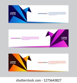 E commerce banner collection with modern style, gradient color, horizontal business banner template with geometric shapes, business background with blue, orange and purple color,vector illustration.