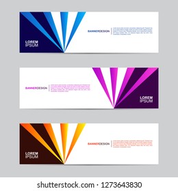 E commerce banner collection with modern style, gradient color, horizontal business banner template with geometric shapes, business background with blue, orange and purple color,vector illustration.