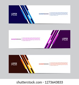 E commerce banner collection with modern style, gradient color, horizontal business banner template with geometric shapes, business background with blue, orange and purple color,vector illustration.