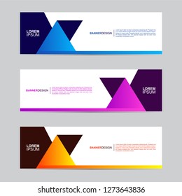 E commerce banner collection with modern style, gradient color, horizontal business banner template with geometric shapes, business background with blue, orange and purple color,vector illustration.