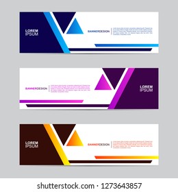 E commerce banner collection with modern style, gradient color, horizontal business banner template with geometric shapes, business background with blue, orange and purple color,vector illustration.