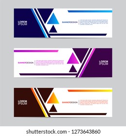 E commerce banner collection with modern style, gradient color, horizontal business banner template with geometric shapes, business background with blue, orange and purple color,vector illustration.