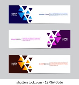 E commerce banner collection with modern style, gradient color, horizontal business banner template with geometric shapes, business background with blue, orange and purple color,vector illustration.