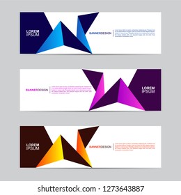 E commerce banner collection with modern style, gradient color. Modern business banner template with geometric shapes, business background with blue, orange and purple color,vector illustration.