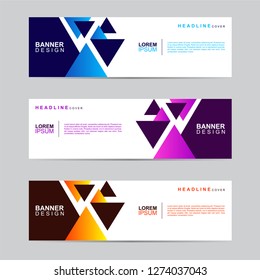 E commerce banner collection with modern style, gradient color, horizontal business banner template with geometric shapes, business background with blue, orange and purple color,vector illustration.