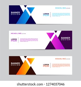 E commerce banner collection with modern style, gradient color, horizontal business banner template with geometric shapes, business background with blue, orange and purple color,vector illustration.