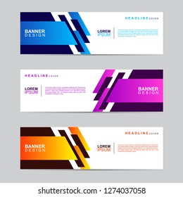 E commerce banner collection with modern style, gradient color, horizontal business banner template with geometric shapes, business background with blue, orange and purple color,vector illustration.