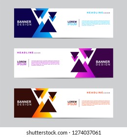 E commerce banner collection with modern style, gradient color, horizontal business banner template with geometric shapes, business background with blue, orange and purple color,vector illustration.