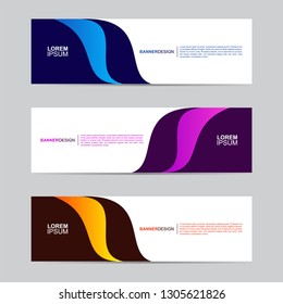 E commerce banner collection with modern style, gradient color, horizontal business banner template with geometric shapes, business background with blue, orange and purple color. Vector illustration.