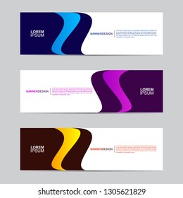 E commerce banner collection with modern style, gradient color, horizontal business banner template with geometric shapes, business background with blue, orange and purple color. Vector illustration.