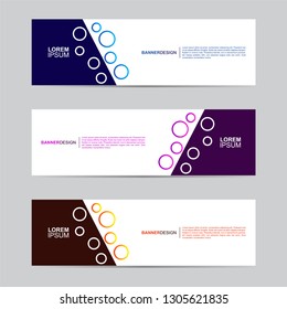 E commerce banner collection with modern style, gradient color, horizontal business banner template with geometric shapes, business background with blue, orange and purple color. Vector illustration.