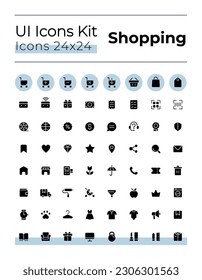 E commerce conjunto de iconos de glifo negro ui. Tienda minorista. Compras. Símbolos de silueta en el espacio blanco. Pictogramas sólidos para web, móvil. Ilustraciones vectoriales aisladas. Montserrat Negrita, fuentes ligeras usadas