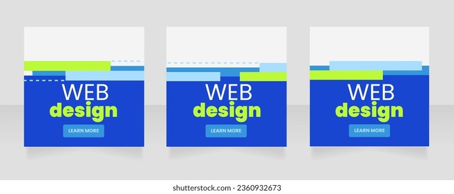 E commerce blue square web banner design template. Vector flyer with text space. Advertising placard with customized copyspace. Promotional printable poster for advertising. Graphic layout