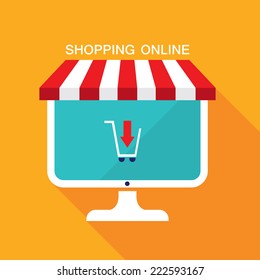 E commerce business concept. Online store,sale, buy products. Vector illustration