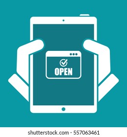 E- commerce check open - Vector flat icon