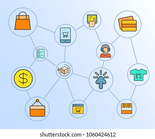 e commerce concept network diagram in blue background
