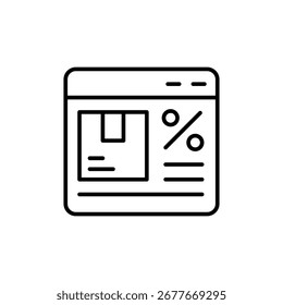 Ventana De La Oferta Del Descuento Del Comercio Electrónico Que Muestra El Paquete Y La Ilustración Del Signo Del Porcentaje