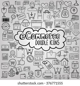 E commerce doodle icons collection