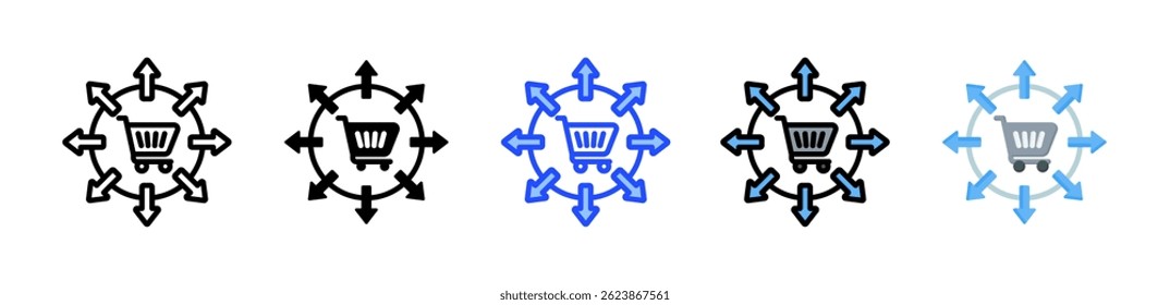 E-Commerce-Erweiterung Icon-Kollektion mit mehreren Stilen