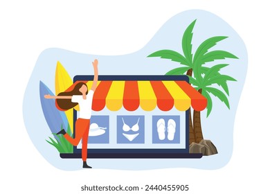 Ilustración de diseño plano de comercio electrónico