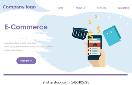 E commerce flat design website template easy to use Modern flat design.Vector illustration. EPS 10 