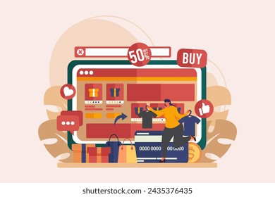 Diseño de ilustración plana de comercio electrónico