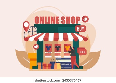 Diseño de ilustración plana de comercio electrónico