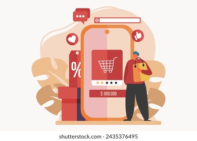 Diseño de ilustración plana de comercio electrónico