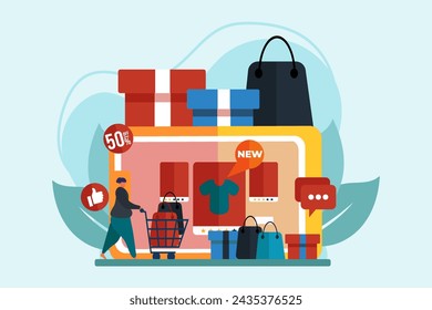 Diseño de ilustración plana de comercio electrónico