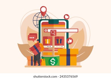 Diseño de ilustración plana de comercio electrónico