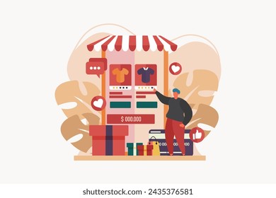 Diseño de ilustración plana de comercio electrónico