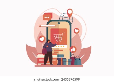 Diseño de ilustración plana de comercio electrónico
