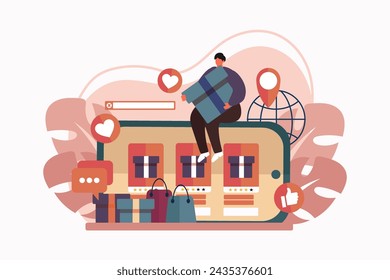 Diseño de ilustración plana de comercio electrónico